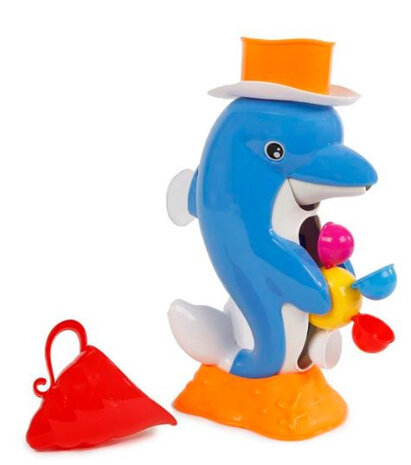 badspeelgoed Spuitende Dolfijn 28 cm blauw/wit