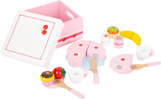 speelset zoetigheden junior 17 cm hout roze 19-delig
