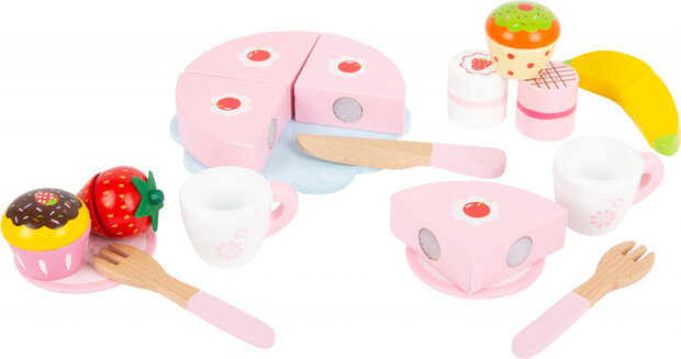 speelset zoetigheden junior 17 cm hout roze 19-delig