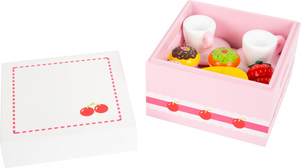 speelset zoetigheden junior 17 cm hout roze 19-delig