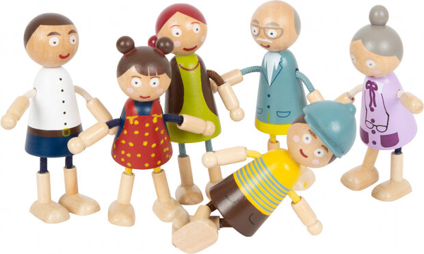 poppenfamilie junior hout 6-delig