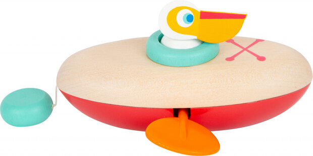 badspeelgoed Pelikaan junior 14 x 12 cm hout rood
