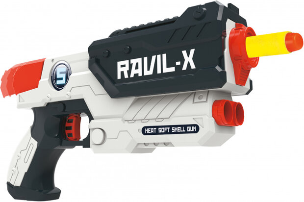 pistool Foam Strike X junior wit/grijs/rood 6-delig