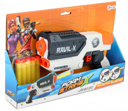 pistool Foam Strike X junior wit/grijs/rood 6-delig