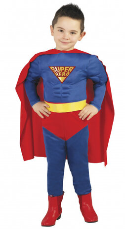 verkleedpak superheld jongens blauw mt 5-6 jaar