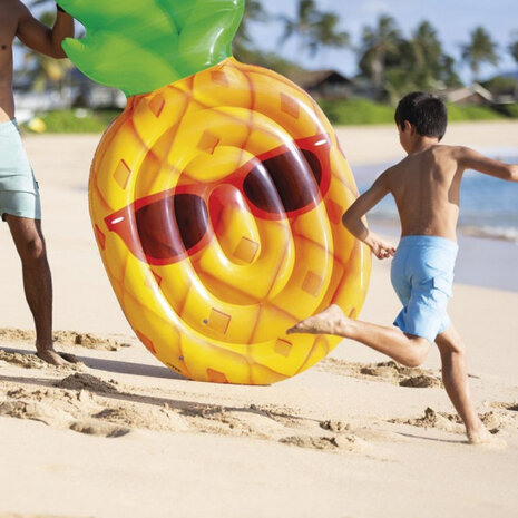 luchtbed Ananas 226 x 119 cm vinyl oranje/groen