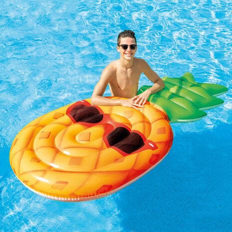 luchtbed Ananas 226 x 119 cm vinyl oranje/groen