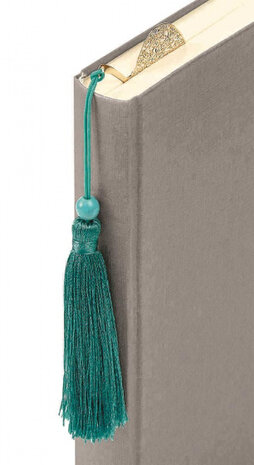 bladwijzer Omm For You Lotusblad 7 cm staal goud/groen