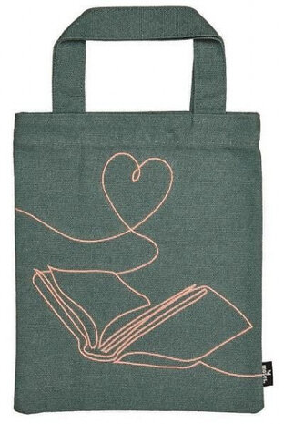 handtas Libri-x boekenliefde 20 x 24 cm katoen turquoise