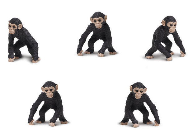 speelset Lucky Minis chimpansees 2,5 cm zwart 192-delig