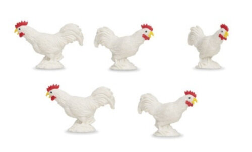 speelset Lucky Minis hanen 2,5 cm wit 192-delig