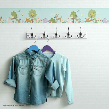 muursticker Wooland Animal 22,8 x 457 cm vinyl aqua