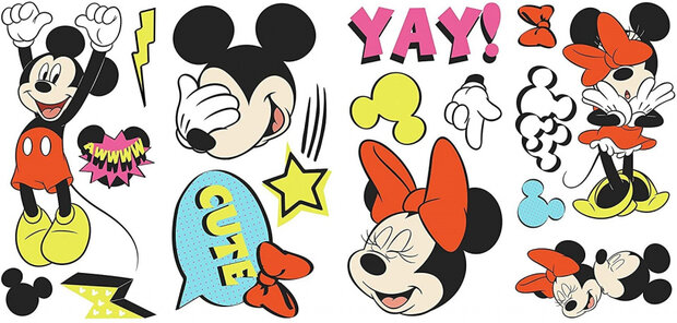 muurstickers Mickey &amp; Minnie junior vinyl 17-delig