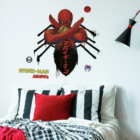 muurstickers Spider-Man Japan vinyl rood 16-delig