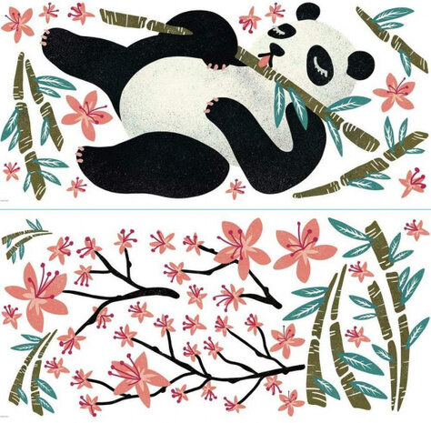 muurstickers Lazy Panda vinyl wit/zwart 39-delig