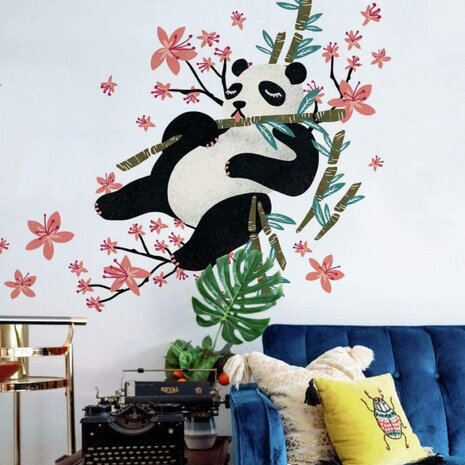 muurstickers Lazy Panda vinyl wit/zwart 39-delig