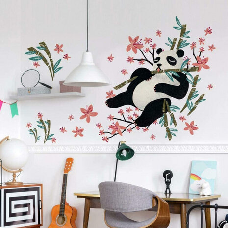 muurstickers Lazy Panda vinyl wit/zwart 39-delig