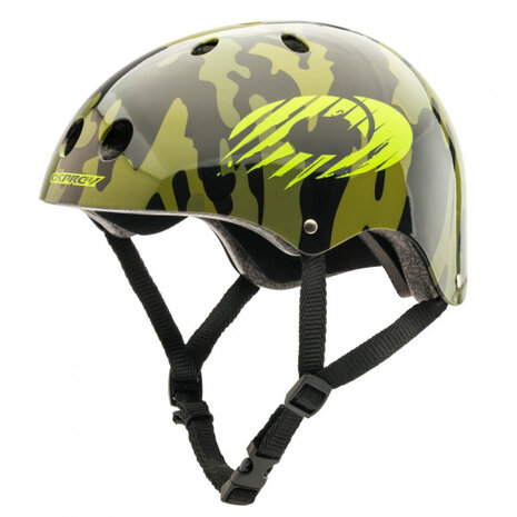 skatehelm Camo junior 48-54 cm ABS groen maat XS