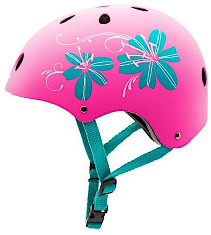 skatehelm Flower meisjes 52-54 cm ABS roze/blauw maat XS