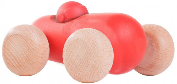 auto Blob junior 10,5 x 12,5 cm hout rood/naturel