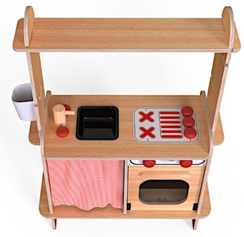 speelgoedkeuken junior 70 x 100 cm hout naturel