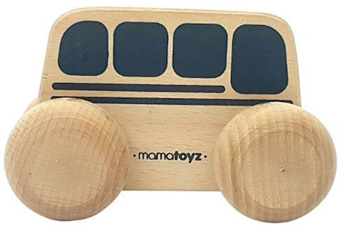 bus junior 15 x 8 cm hout naturel/zwart