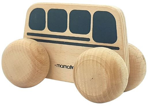 bus junior 15 x 8 cm hout naturel/zwart