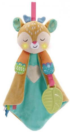knuffeldoekje 2-in-1 hertje 27,9 cm pluche mintgroen
