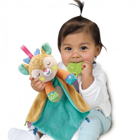 knuffeldoekje 2-in-1 hertje 27,9 cm pluche mintgroen