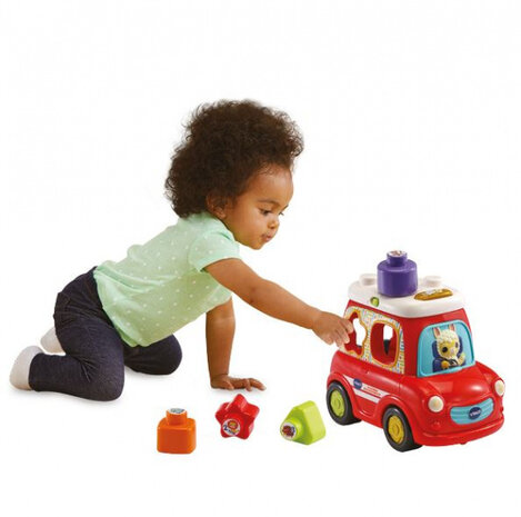 Vrolijke Vormenauto 25 cm rood 5-delig