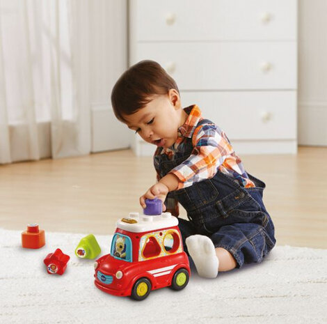 Vrolijke Vormenauto 25 cm rood 5-delig