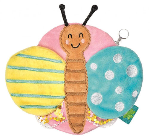 portemonnee 16 cm pluche geel/groen/bruin