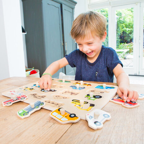 vormenpuzzel Voertuigen junior hout 19-delig