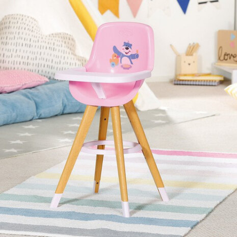 kinderstoel voor poppen meisjes 36-43 cm roze/bruin