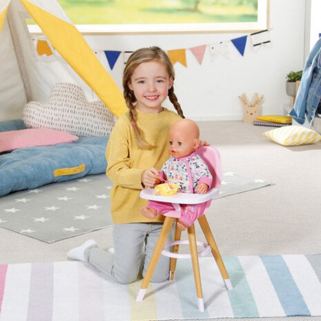 kinderstoel voor poppen meisjes 36-43 cm roze/bruin