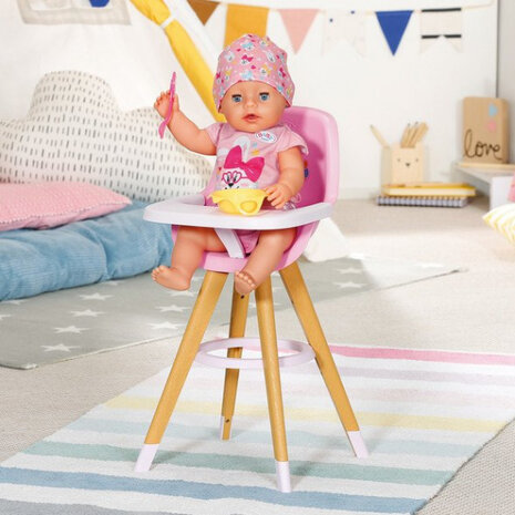 kinderstoel voor poppen meisjes 36-43 cm roze/bruin
