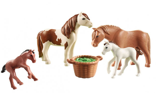 speelset Country Pony&#039;s met veulens junior 6-delig