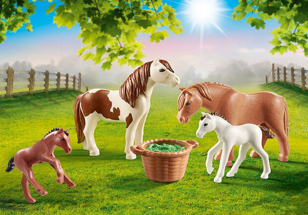 speelset Country Pony&#039;s met veulens junior 6-delig