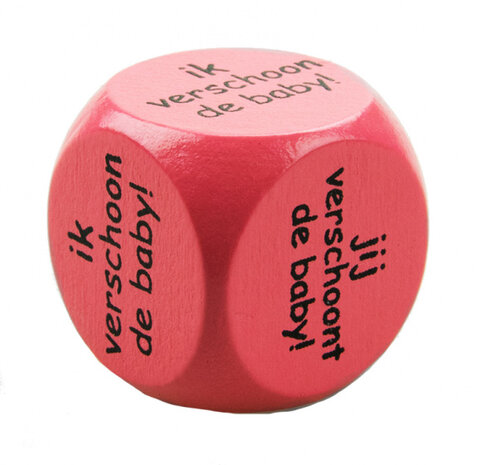 dobbelsteen ik/jij verschoont baby 2,5 cm hout roze