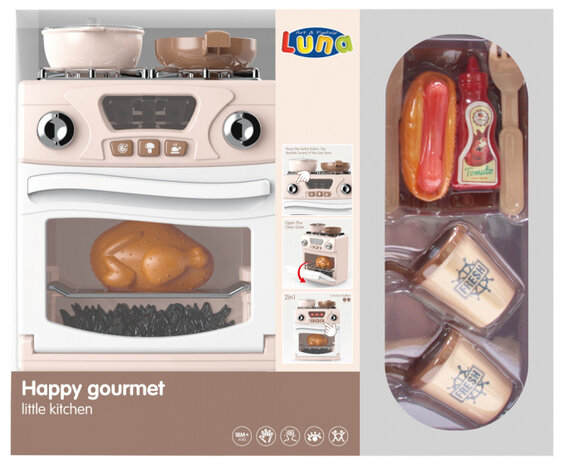 speelgoedoven Happy Gourmet junior 33,5 cm beige 12-delig