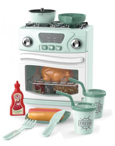 speelgoedoven Happy Gourmet junior 33,5 cm groen 12-delig