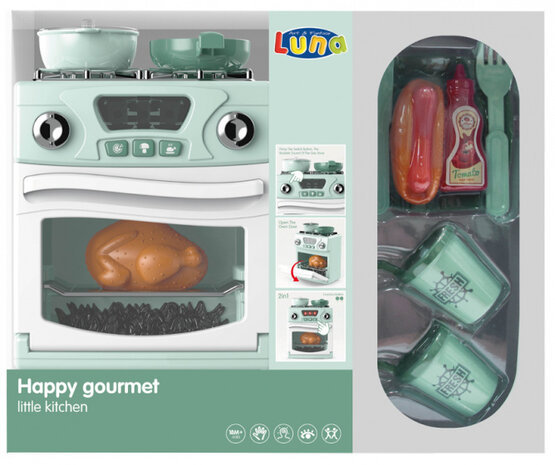 speelgoedoven Happy Gourmet junior 33,5 cm groen 12-delig