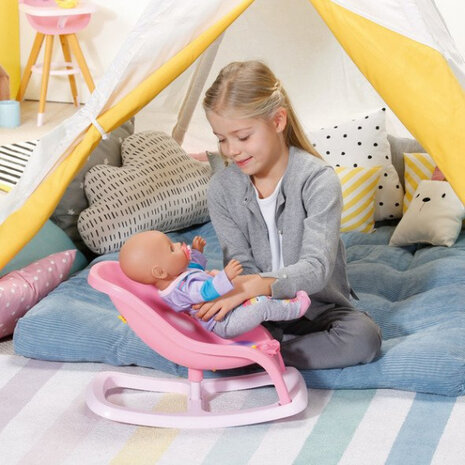 wipstoel babypop meisjes 43 cm roze/paars