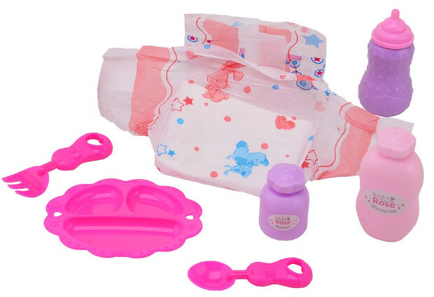 verzorgset Baby Rose meisjes 15 x 10 cm roze 8-delig