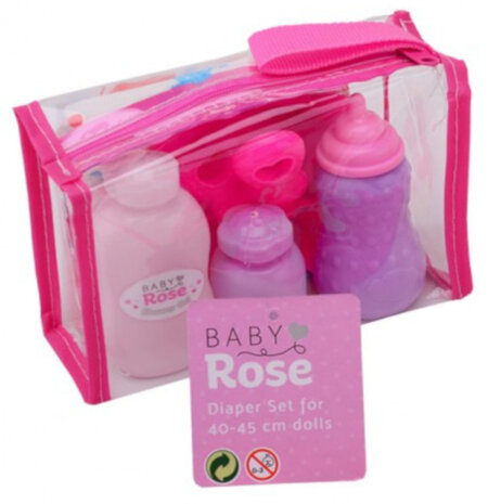 verzorgset Baby Rose meisjes 15 x 10 cm roze 8-delig