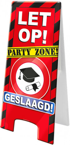 waarschuwingsbord geslaagd 58 x 26 cm karton