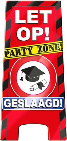 waarschuwingsbord geslaagd 58 x 26 cm karton