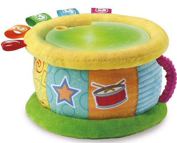 Baby: Pluche Lichtjestrommel 25 x 11 cm geel/groen