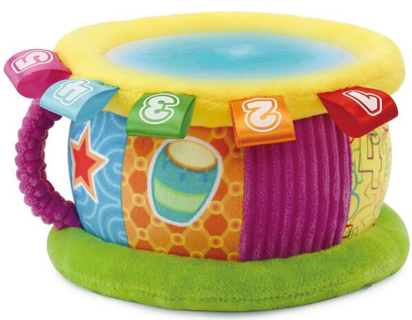 Baby: Pluche Lichtjestrommel 25 x 11 cm geel/groen