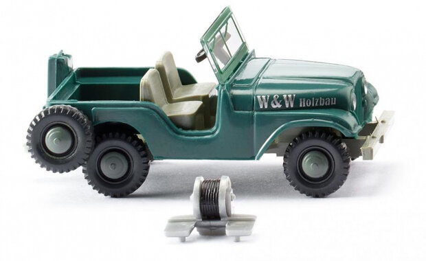 miniatuurjeep W&amp;W Holzbau 1:87 groen